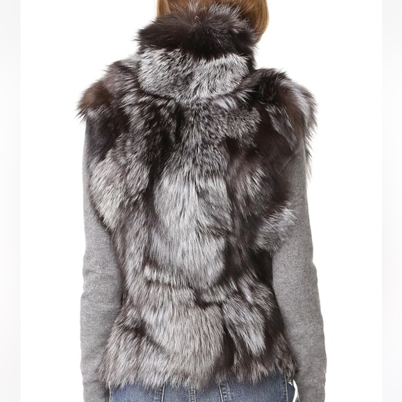 Vince silver fox fur vest sz small S - Picture 3 of 8
